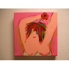 Schilderij van Trijnie Wubbolt " Ik heb een bloem voor je gepluk